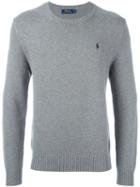 Polo Ralph Lauren Logo Embroidered Sweater, Men's, Size: Large, Grey, Cotton