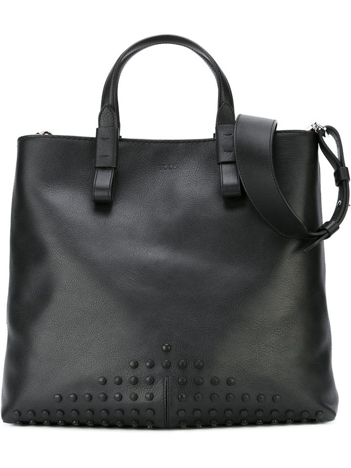 Tod S Studded Tote, Women's, Black, Leather