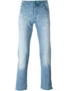 Jacob Cohen Hard Stonewash Effect Slim Fit Jeans, Men's, Size: 32, Blue, Cotton/spandex/elastane
