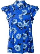 P.a.r.o.s.h. Floral Print Shirt, Women's, Blue, Silk/spandex/elastane