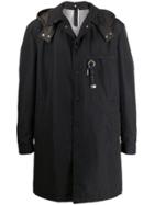 Low Brand Hooded Single Breasted Coat - Black