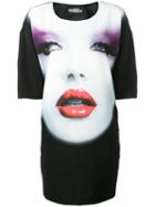 Jeremy Scott Face Print T-shirt Dress, Women's, Size: 42, Black, Polyester/other Fibers