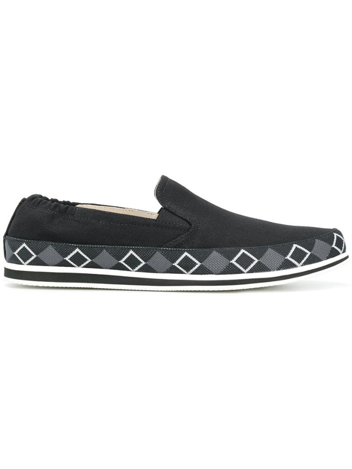 Prada Diamond Print Slip-ons - Blue