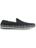 Prada Diamond Print Slip-ons - Blue