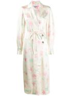 Ganni Wrap Front Floral Dress - Neutrals