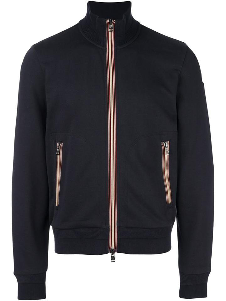 Moncler Striped Trim Zipped Sweatshirt - Blue