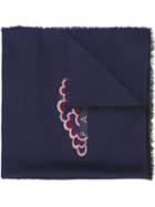 Kenzo Embroidered Detail Scarf, Women's, Blue, Modal/wool