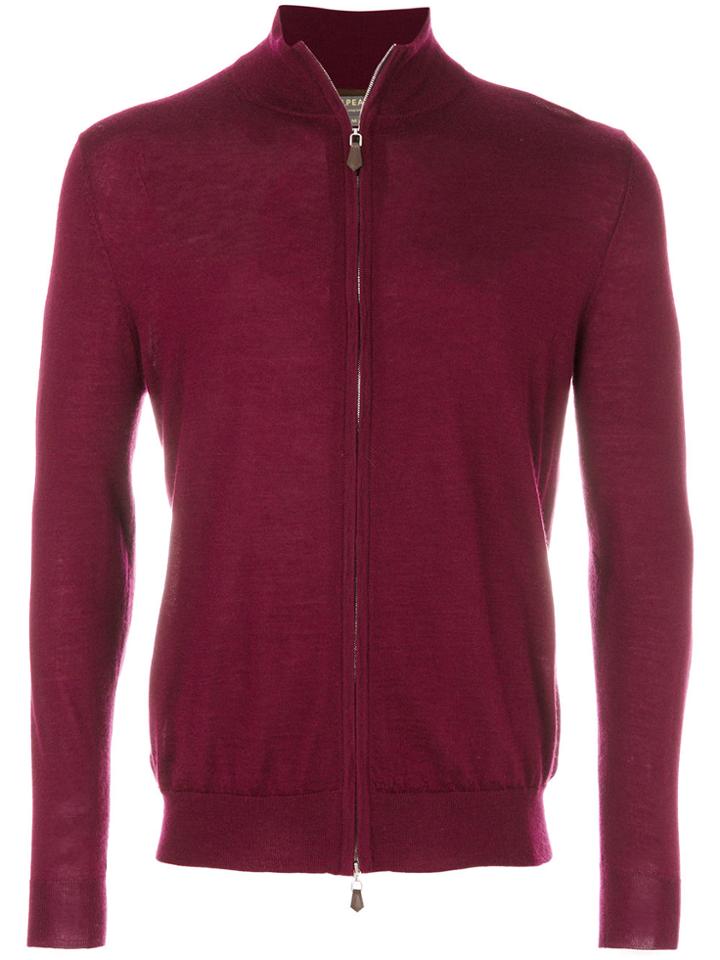 N.peal The Hyde Fine Gauge Zip Jumper - Red