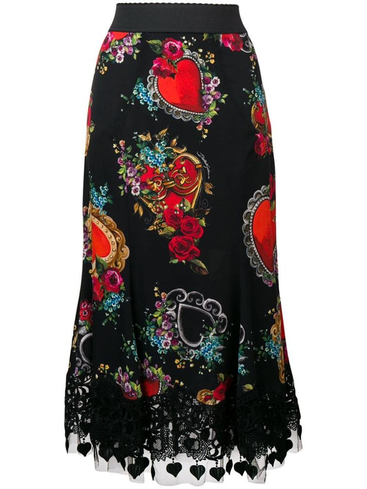 Dolce & Gabbana Printed Heart Skirt - Black