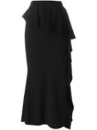 Givenchy Slit Ruffled Skirt, Women's, Size: 38, Black, Viscose/spandex/elastane/acetate/silk