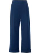 Delpozo Cropped Tailored Trousers, Women's, Size: 38, Blue, Cotton/polyamide/spandex/elastane