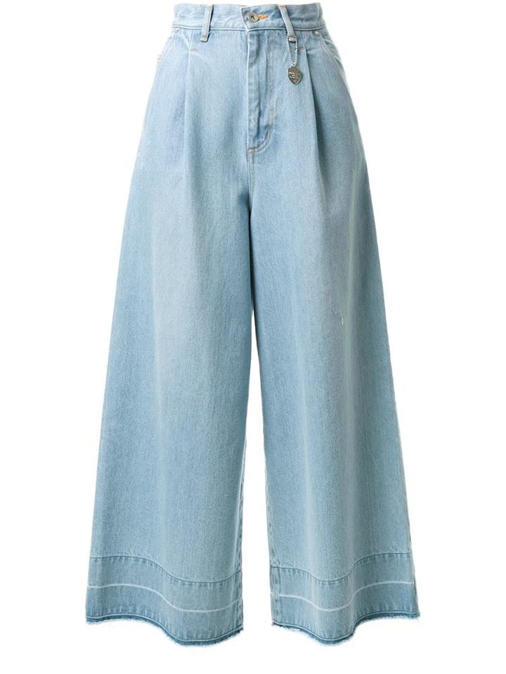 Muveil High Waisted Wide Leg Jeans, Women's, Size: 34, Blue, Cotton