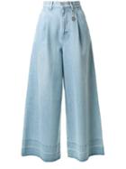 Muveil High Waisted Wide Leg Jeans, Women's, Size: 34, Blue, Cotton