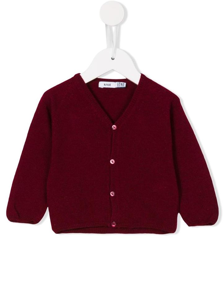 Knot - 'layette' Basic Cardigan - Kids - Polyamide/viscose/cashmere/merino - 1 Mth, Newborn Boy's, Red