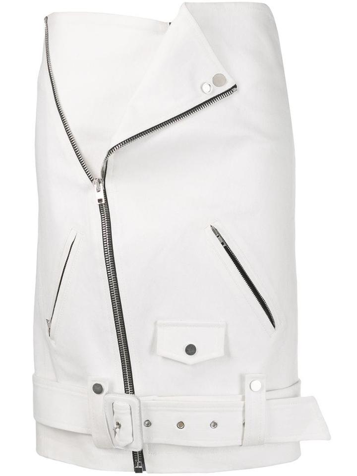 Zilver Biker Skirt In Recycled Denim - White