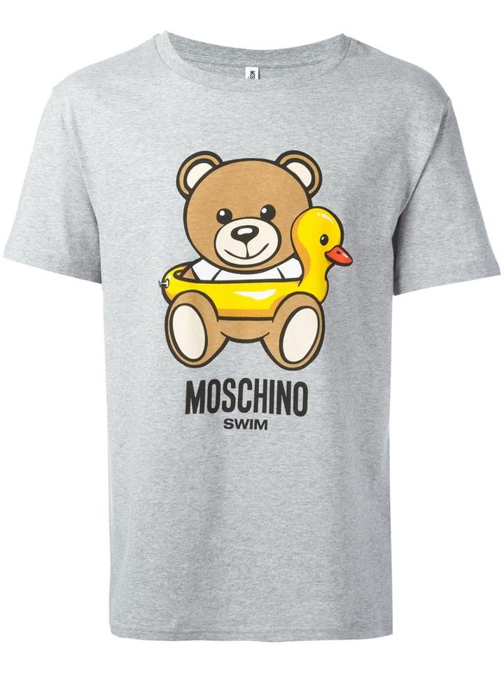 Moschino Bear Print T-shirt, Men's, Size: Large, Grey, Cotton