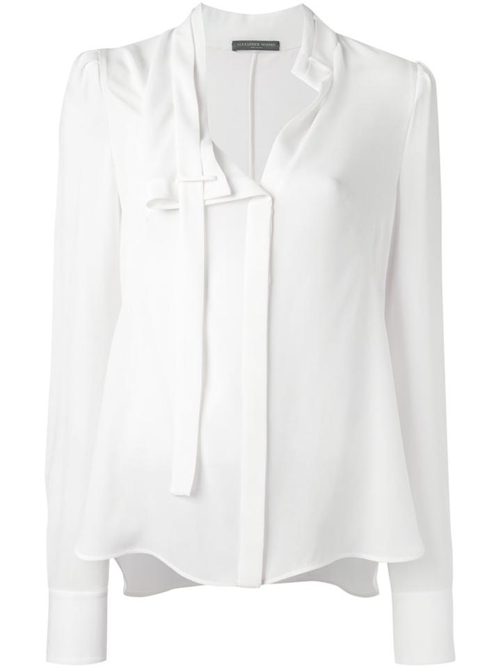 Alexander Mcqueen Pussy Bow Blouse, Women's, Size: 42, White, Silk