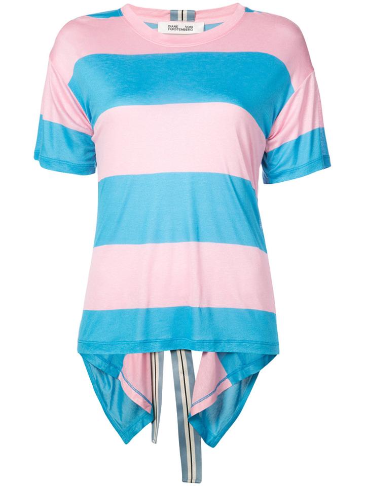 Dvf Diane Von Furstenberg Striped Asymmetric T-shirt - Pink & Purple