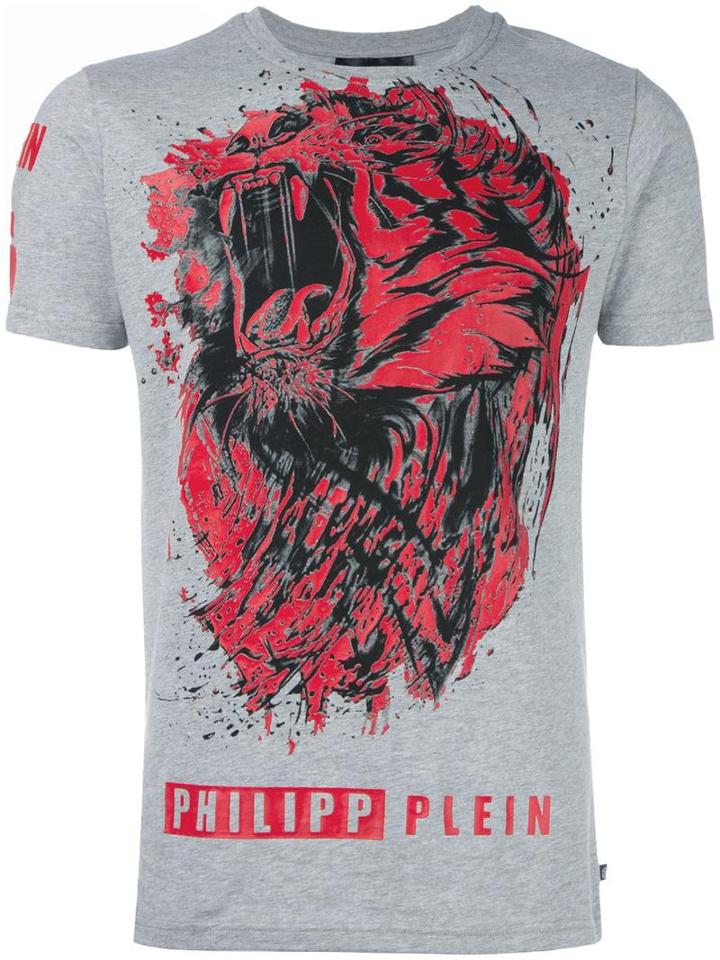Philipp Plein 'lion Roar' T-shirt, Men's, Size: Large, Grey, Cotton