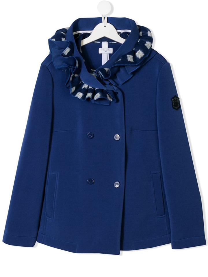 Monnalisa Ruffle Trim Coat - Blue