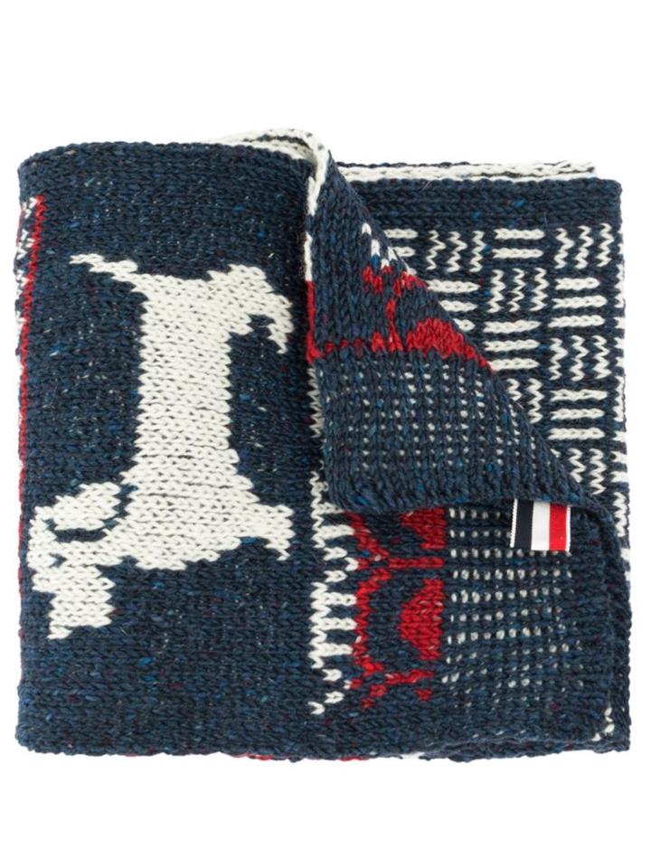 Thom Browne Jacquard Scarf, Men's, White, Mohair/wool