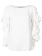 Carolina Herrera Ruffled Sleeves Blouse, Women's, Size: 8, White, Silk