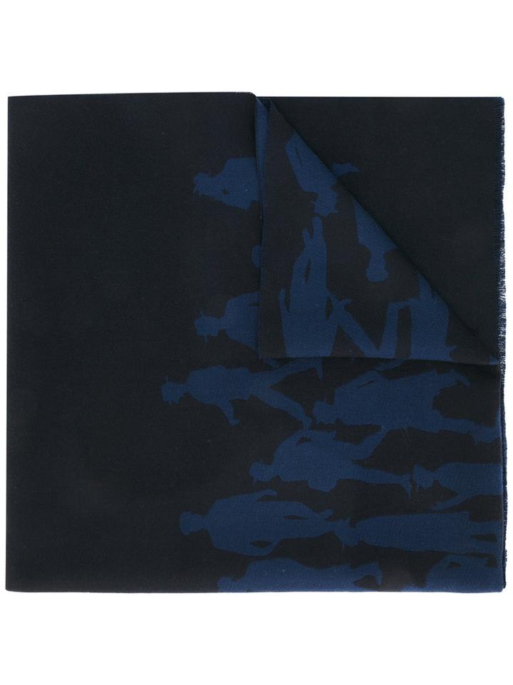 Salvatore Ferragamo - Silhouette Print Scarf - Men - Wool - One Size, Black, Wool