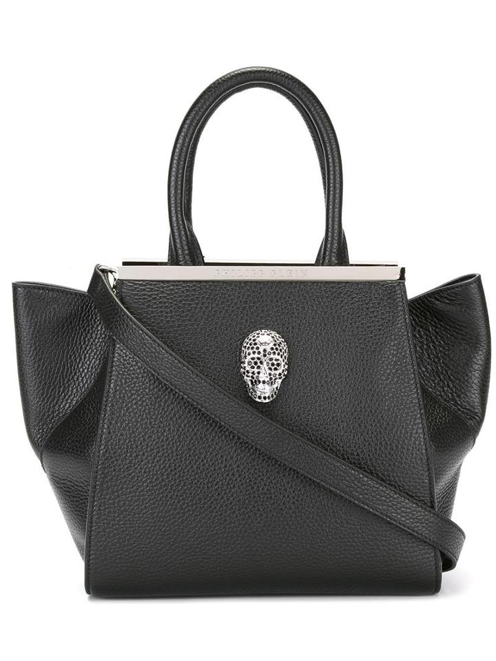 Philipp Plein Skull Detail Tote, Women's, Black, Calf Leather