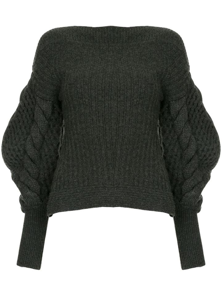 Enföld Knitted Boat Neck Sweater - Grey