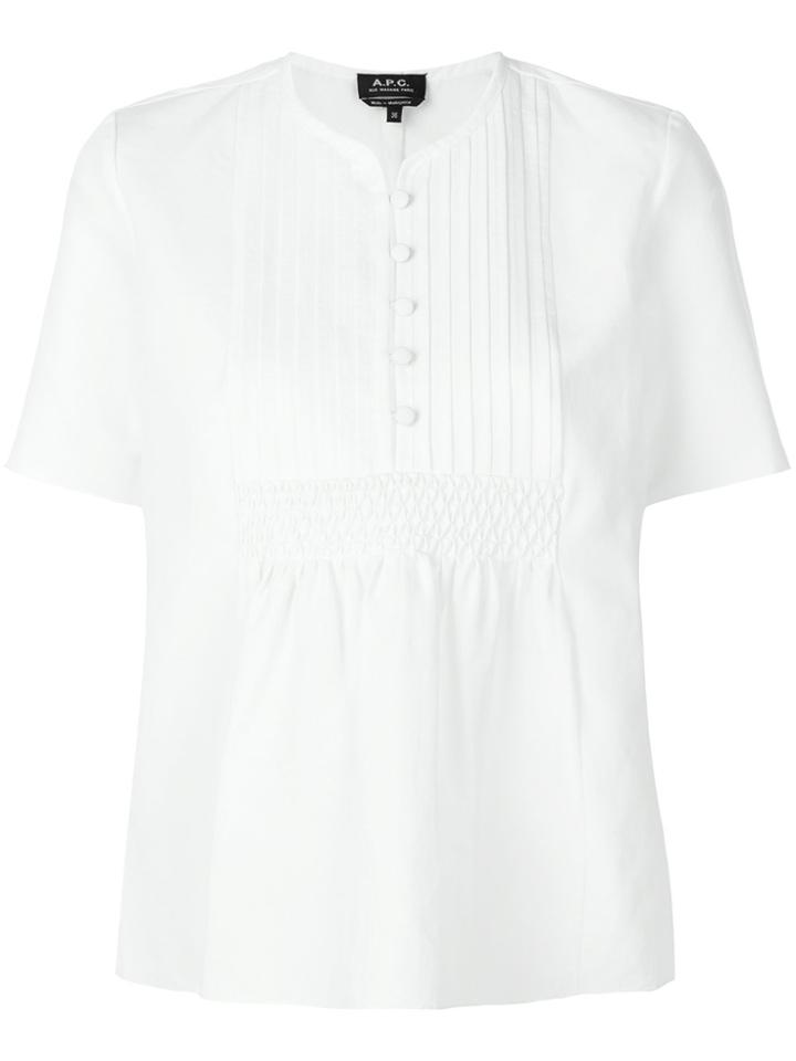 A.p.c. Short Sleeved Peasant Blouse - White