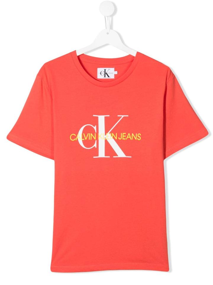 Calvin Klein Kids Teen Printed Logo T-shirt - Orange