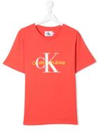 Calvin Klein Kids Teen Printed Logo T-shirt - Orange