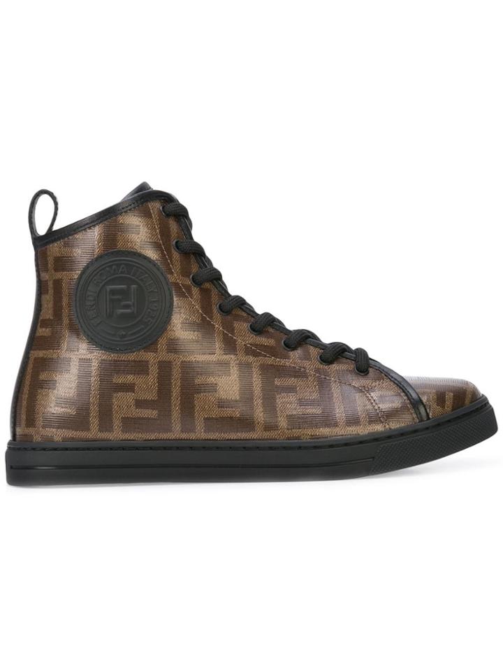 Fendi Monogram Hi-top Sneakers - Brown