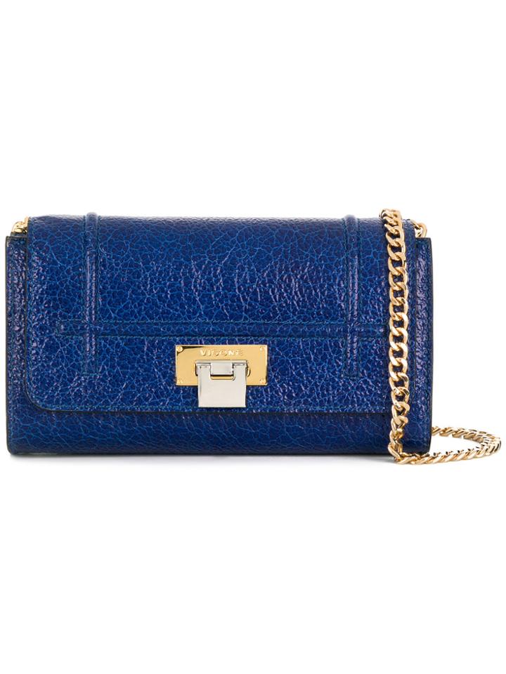 Visone Gold Clasp Shoulder Bag - Blue