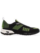 Prada Black And Neon Green Crossection Knit Sneakers
