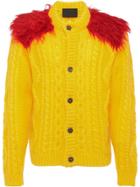 Prada Feather Shoulder Knitted Cardigan - Yellow
