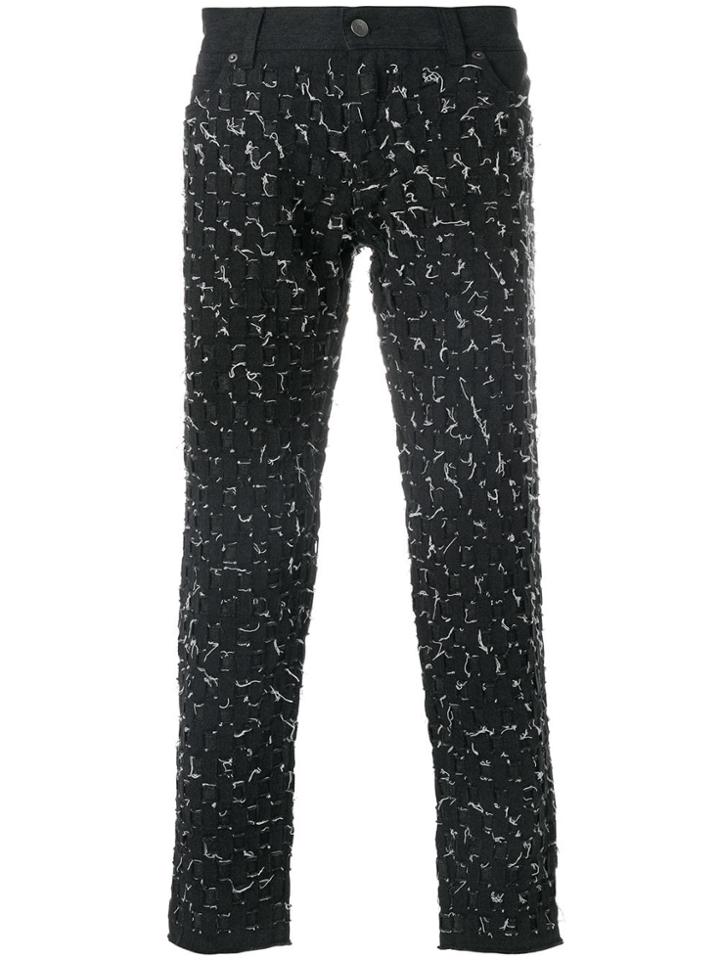 Dolce & Gabbana Weave Stitched Trousers - Black