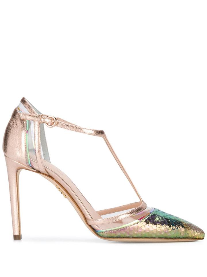 Rodo T-bar Iridescent Pumps - Gold