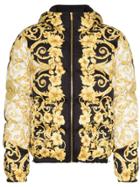 Versace Baroque Print Padded Coat - Black