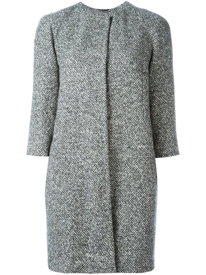 Eleventy Single Breasted Coat, Women's, Size: 40, Grey, Acrylic/polyester/wool