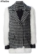 Yigal Azrouel Contrast Sleeve Checked Coat, Women's, Size: 4, Green, Alpaca/virgin Wool/polyimide