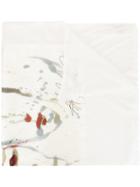 Avant Toi Abstract Paint Frayed Scarf - White