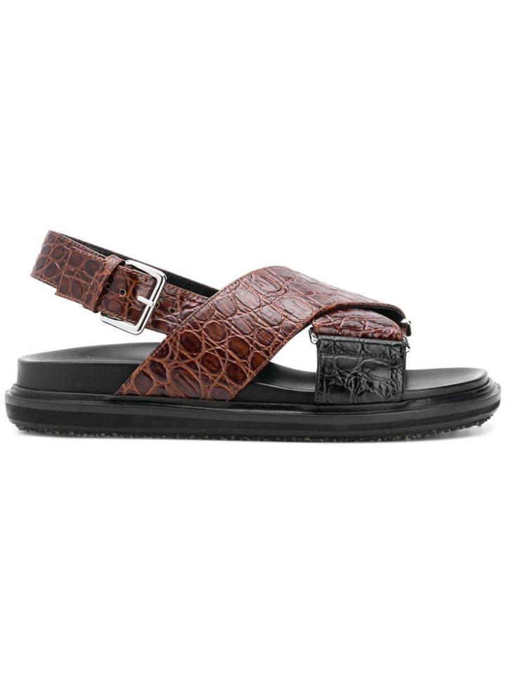Marni Fussbett Crossover Strap Sandals - Brown