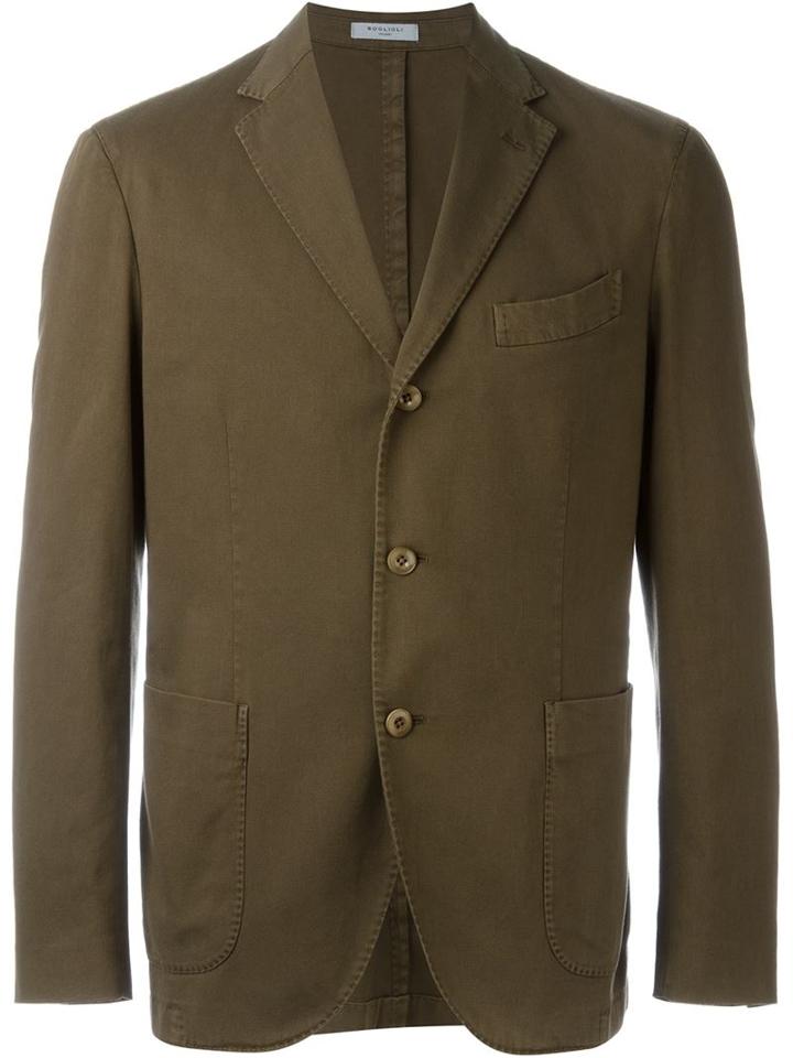 Boglioli Three Button Blazer, Men's, Size: 48, Brown, Cotton/spandex/elastane/cupro