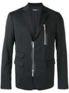 Dsquared2 - Zipped Blazer - Men - Cotton/calf Leather/polyester/wool - 48, Black, Cotton/calf Leather/polyester/wool