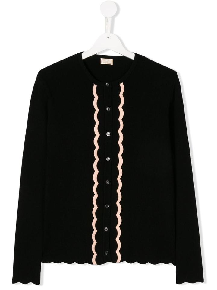 Elisabetta Franchi Kids Wave Detailing Cardigan - Black
