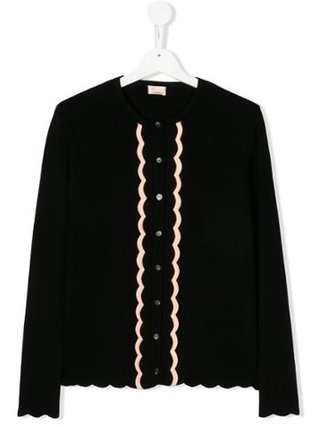 Elisabetta Franchi Kids Wave Detailing Cardigan - Black