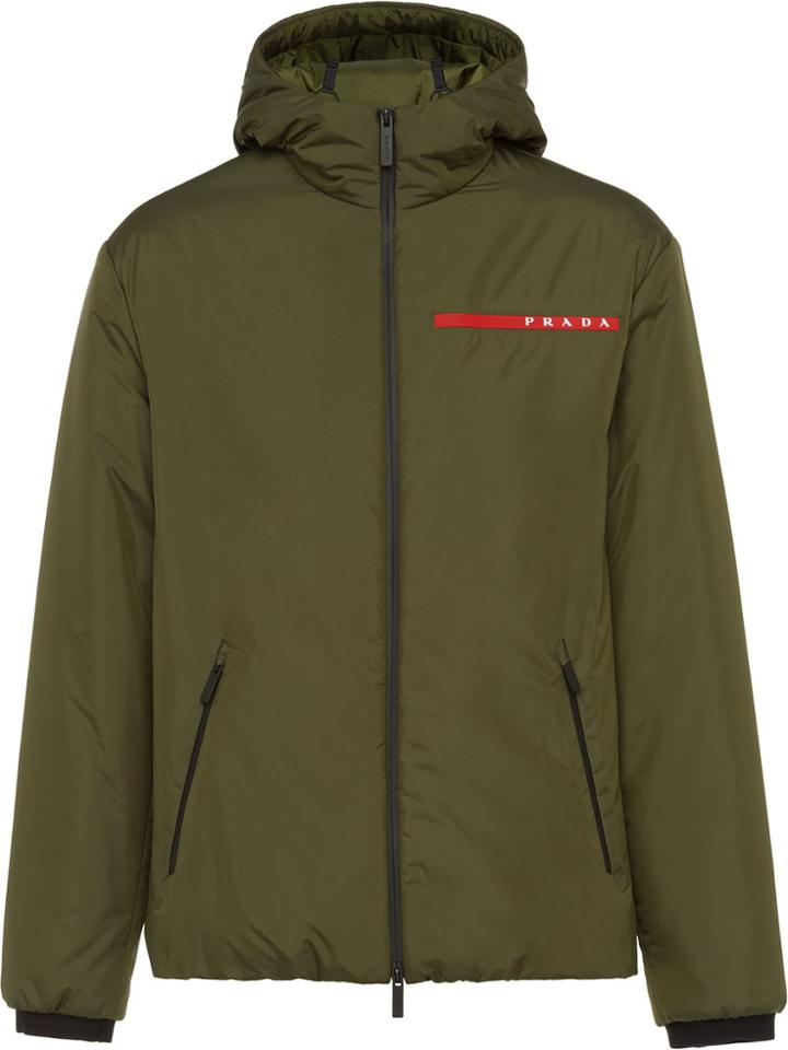 Prada Logo-stripe Technical Jacket - Green
