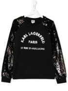 Karl Lagerfeld Kids Teen Sequin Logo Sweatshirt - Black