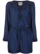 Sea V-neck Playsuit, Women's, Size: 4, Blue, Silk/cotton